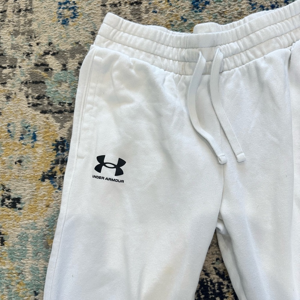 Under Armour White Track Joggers with Black Logo